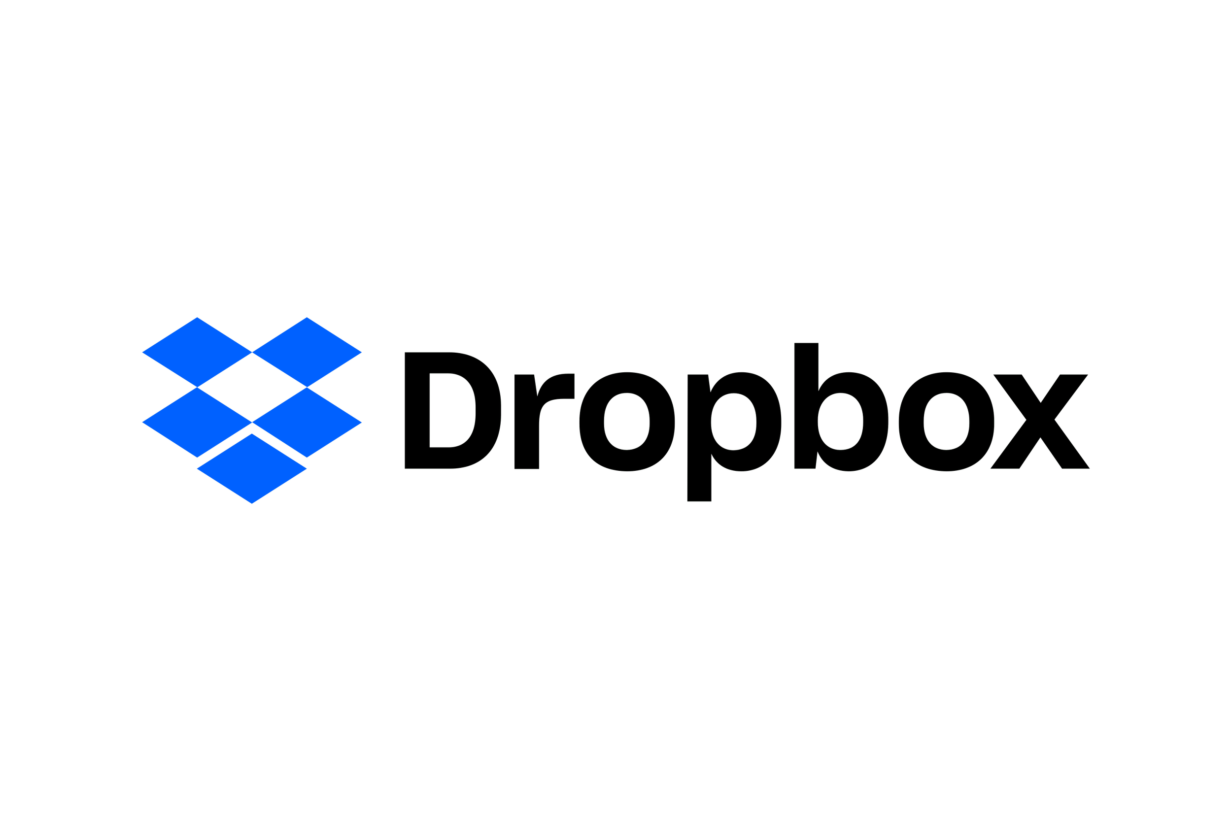 Dropbox logo featuring a blue open box icon with the word 'Dropbox' written beside it.
