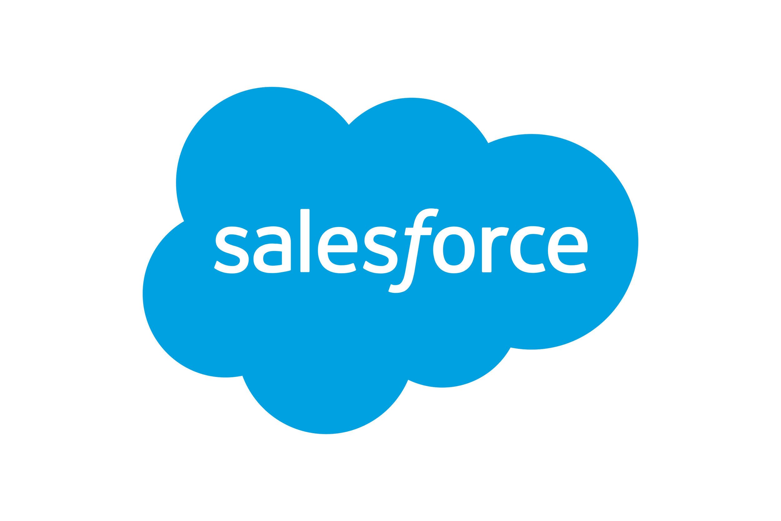 Salesforce logo in a blue cloud shape with white text.