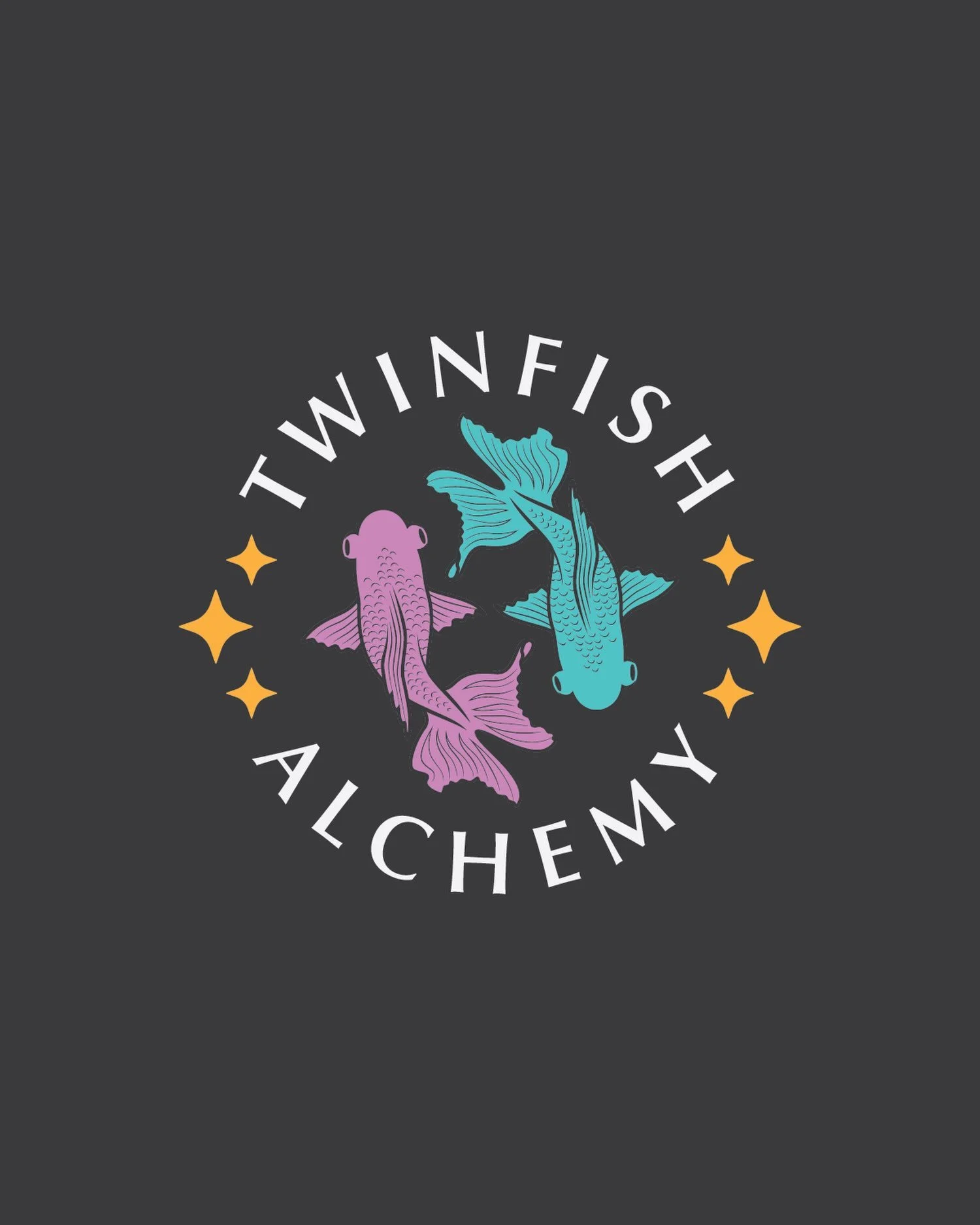 Made this logo for my sis @twinfishalchemy, maker of stunning wire wrapped jewelry, mother of cats, and grower of plants and flowers! Keep up the great work, peaceful pisces. 🩵♓️