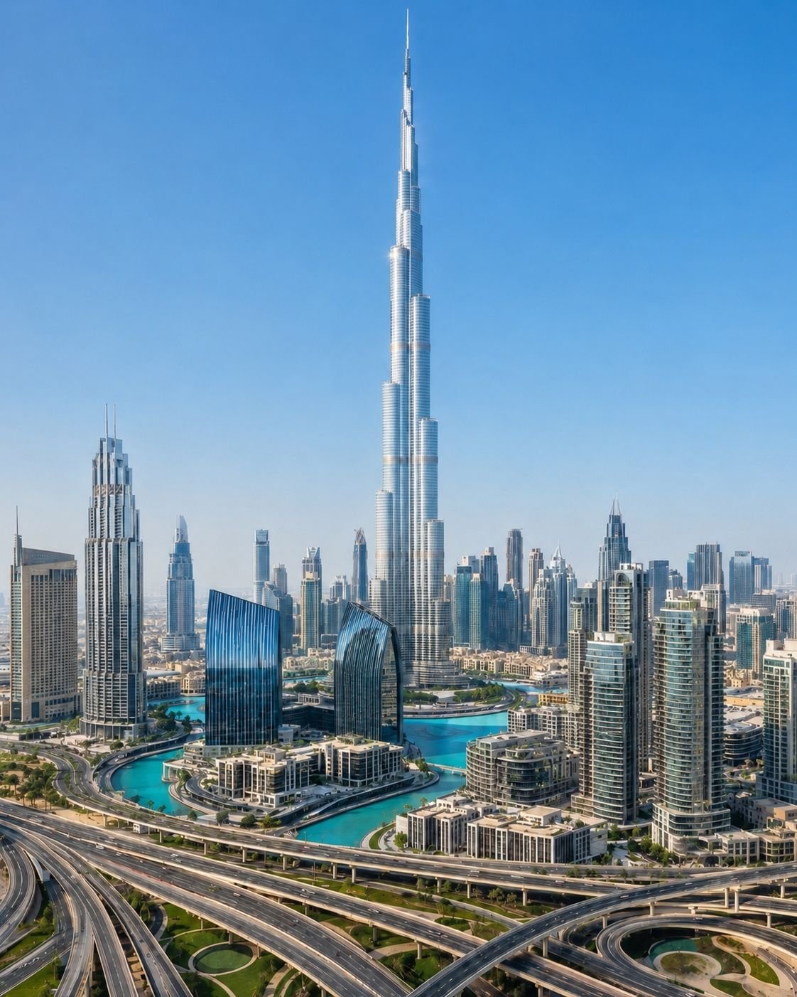 Dubai skyline with Burj Khalifa, UAE