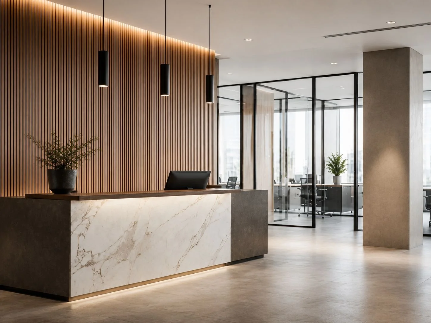 Modern reception area for a business meeting