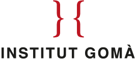 Logotipo del Instituto Goma, con un símbolo rojo y texto en negro.