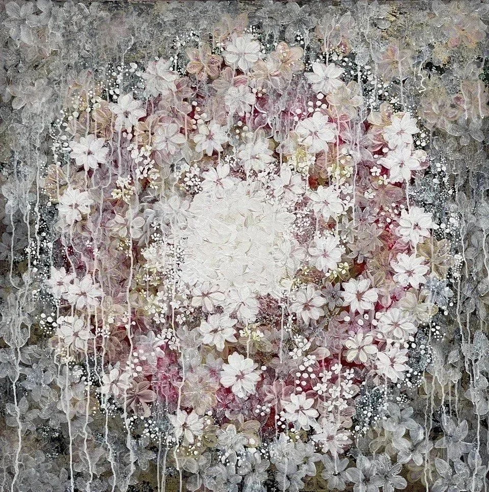 'Gratitude mandala 26' - 100cm x 100cm x 3cm - mixed media on canvas (2024)
