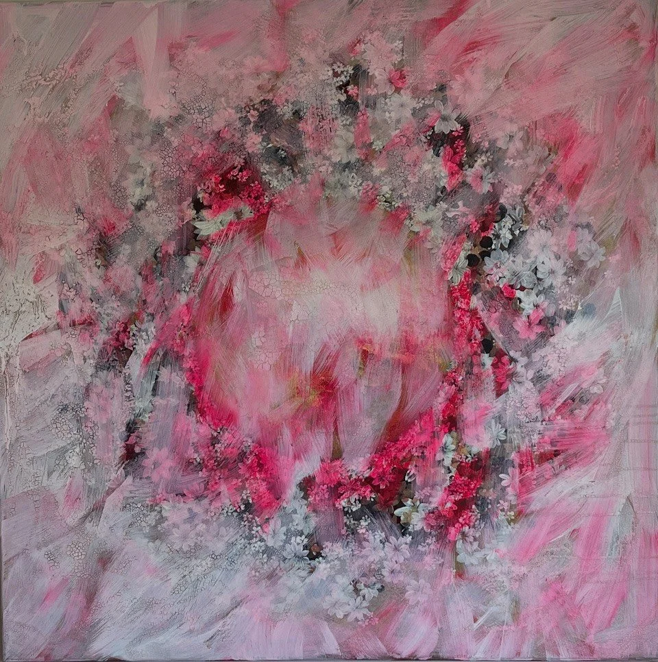 'Gratitude mandala' - 100cm x 100cm x 3cm - mixed media on canvas (2025)