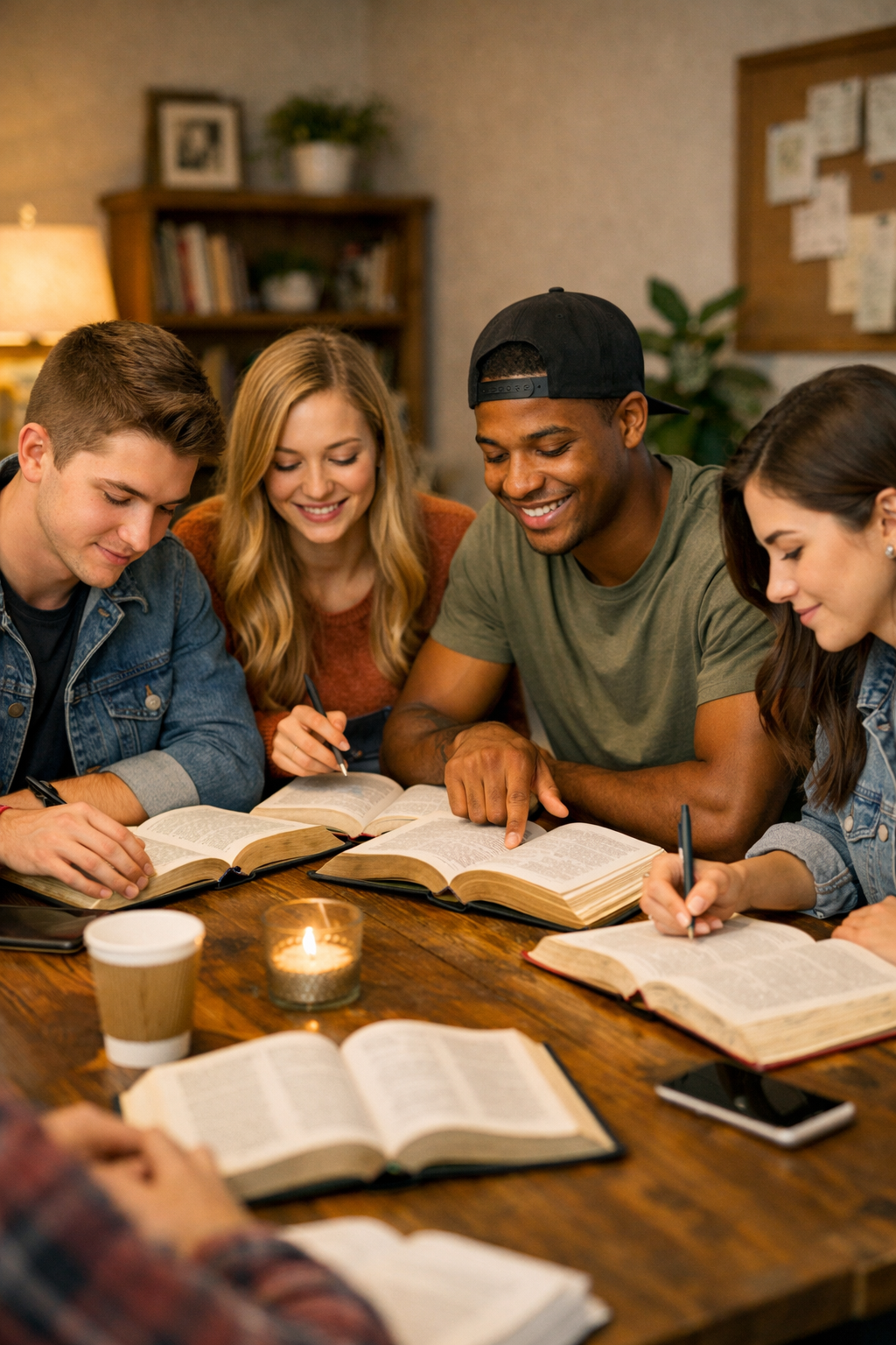 young people studying their bibles together