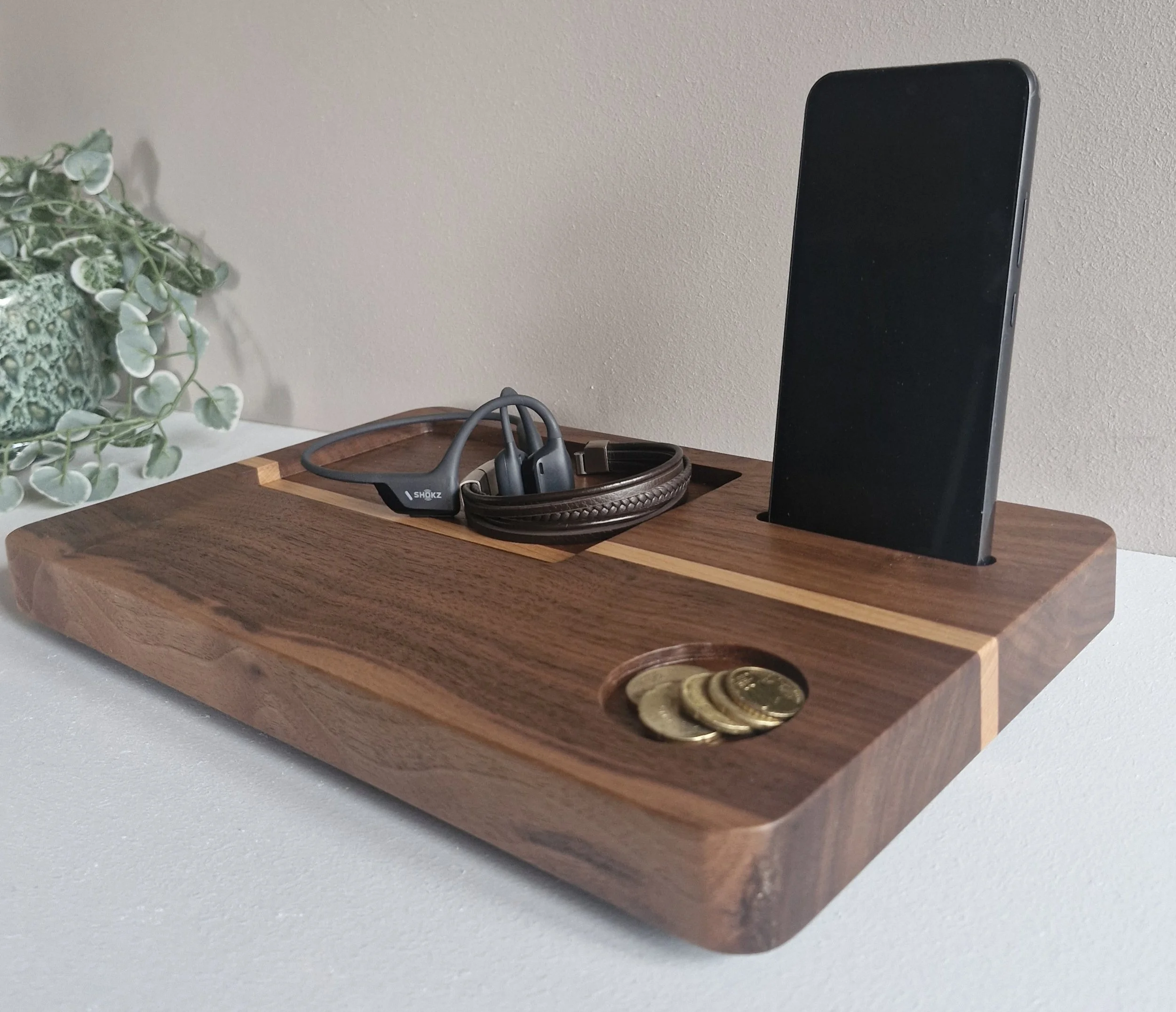 Walnut Phone & Valet Tray