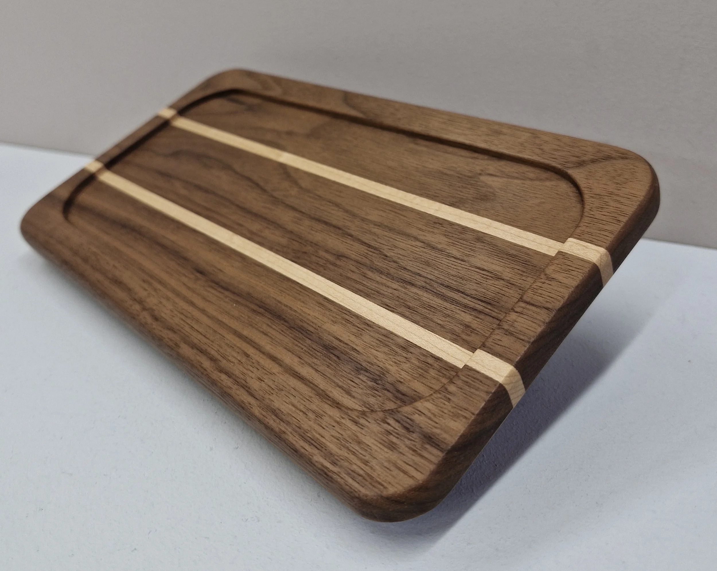 Walnut & Maple Valet Tray / Ring Holder