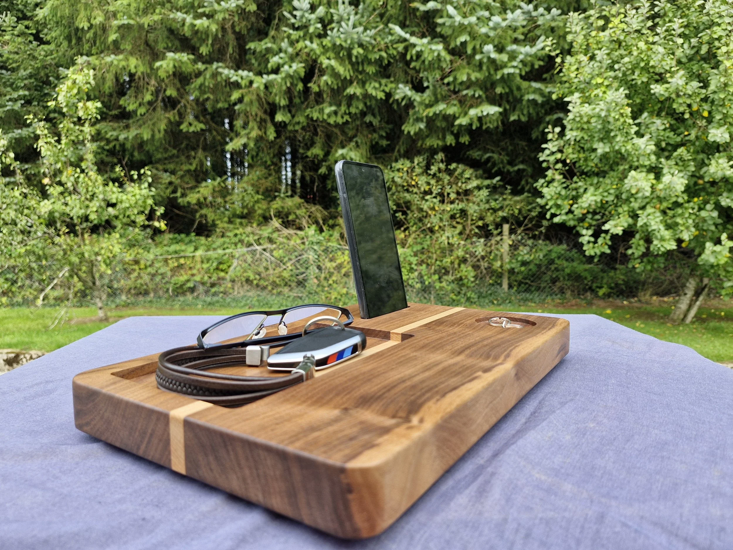 Walnut Phone & Valet Tray