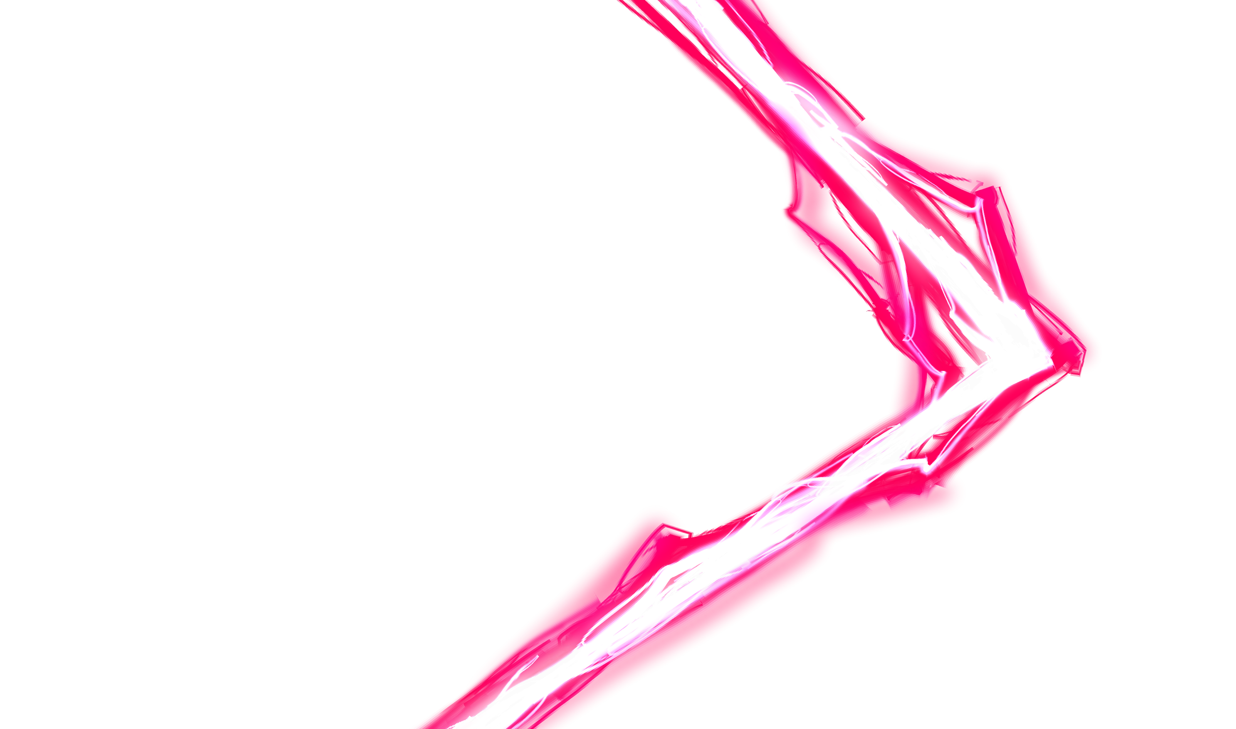 A bright pink and white neon zigzag lightning bolt on a black background.