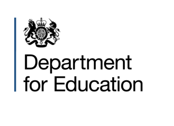 Logo of the Department for Education featuring a crest with a lion and a crown.