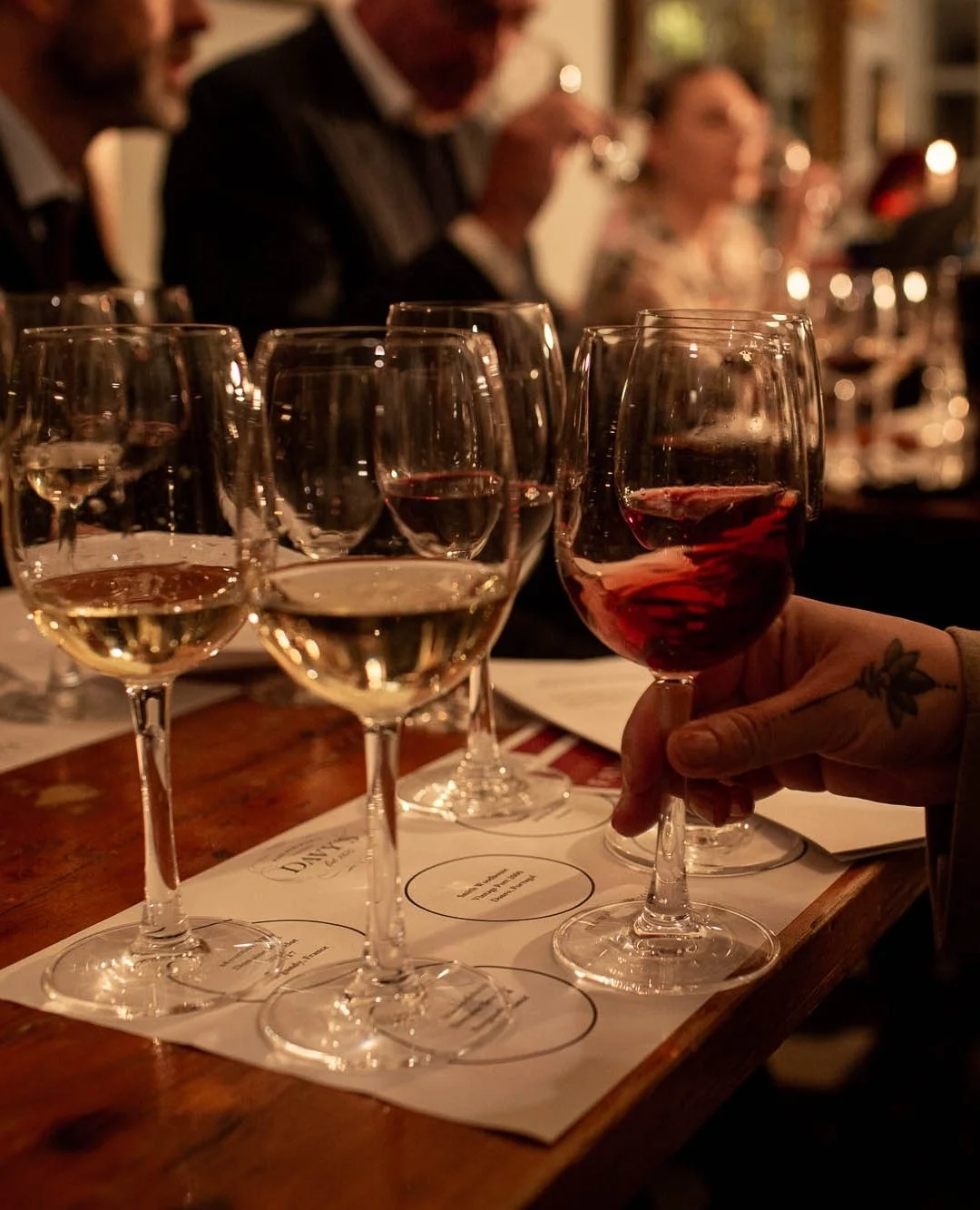 Wine glasses on a table