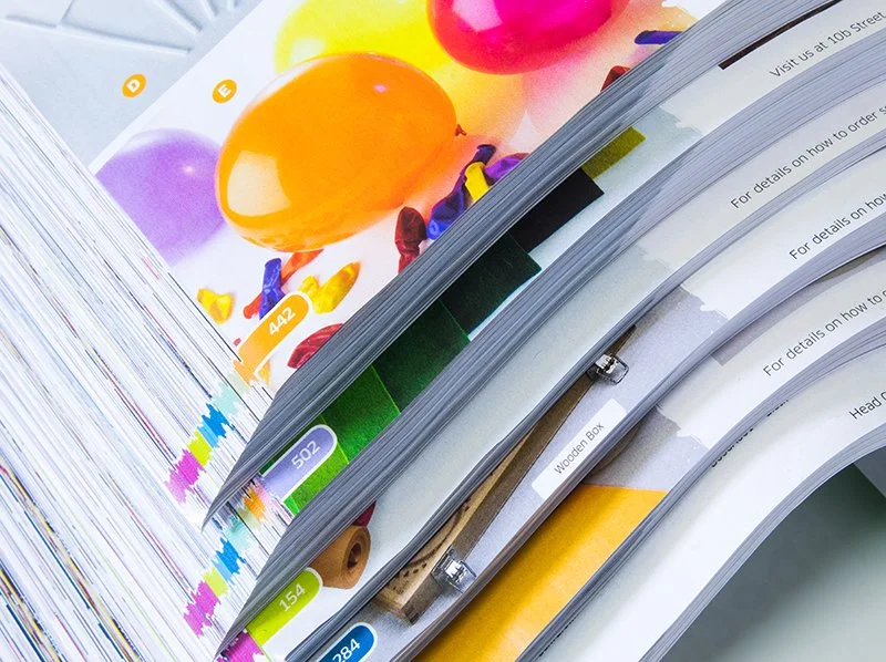 A pile of printed catalogues