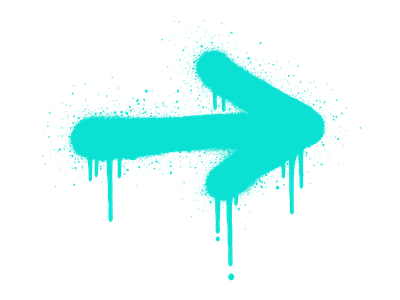 Bright blue graffiti arrow pointing to the right on a black background, with dripping paint effect.