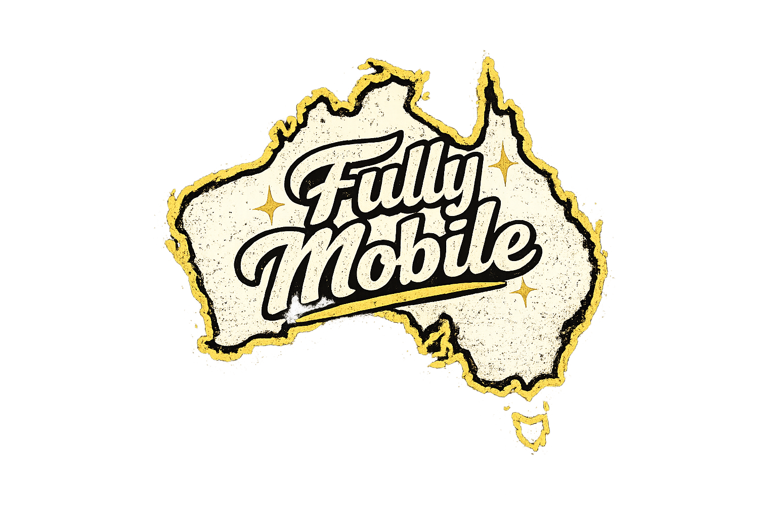 A neon sign shaped like the state of Texas with the words "Fally Mobile" in the center, outlined in gold with small star accents.