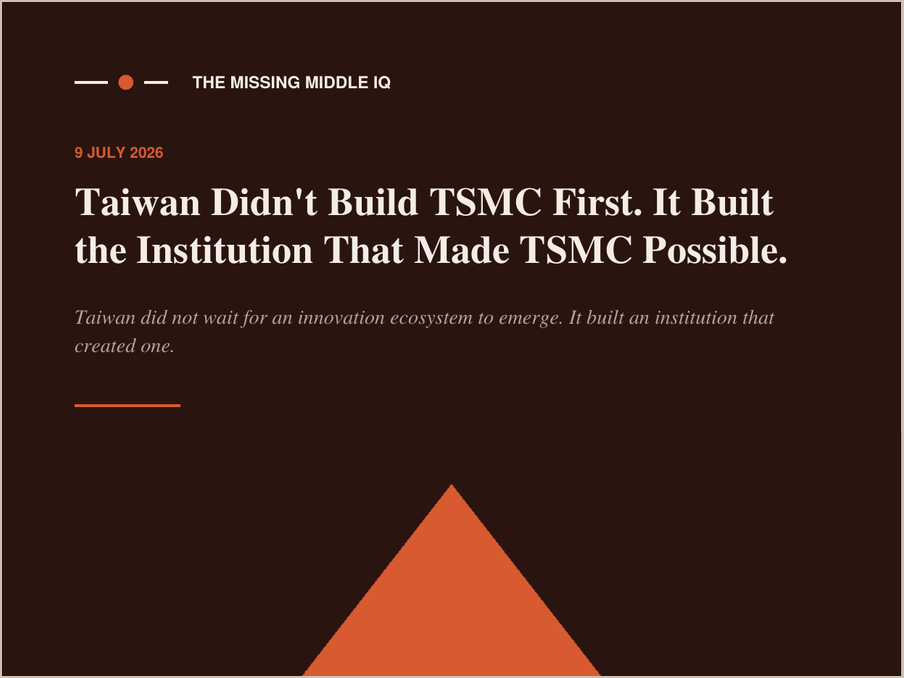 Graphic with text stating 'Taiwan Didn't Build TSMC First. It Built the Institution That Made TSMC Possible.'