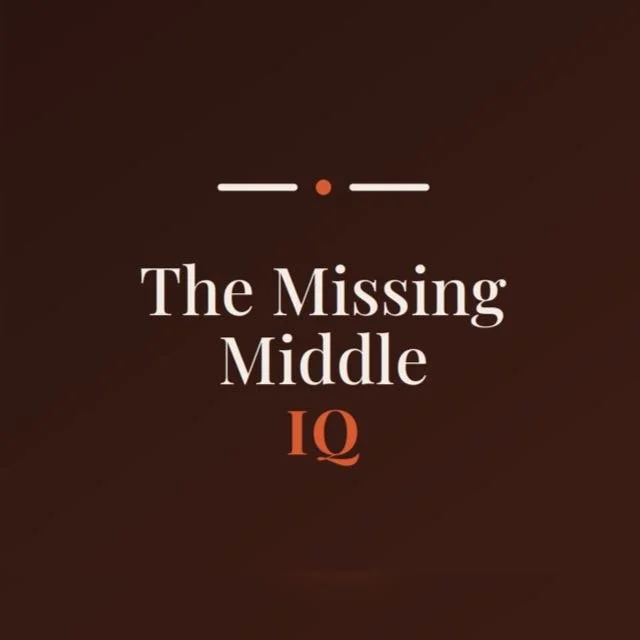 Image with a brown background and white text reading 'The Missing Middle 10' with a small orange dot and lines above.