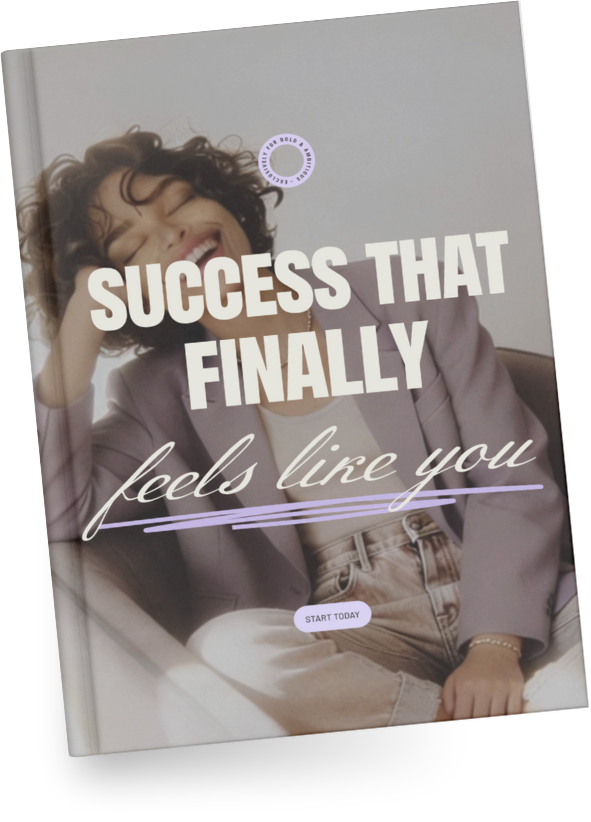 Book cover titled 'Success That Finally Feels Like You' featuring a woman smiling and sitting casually.