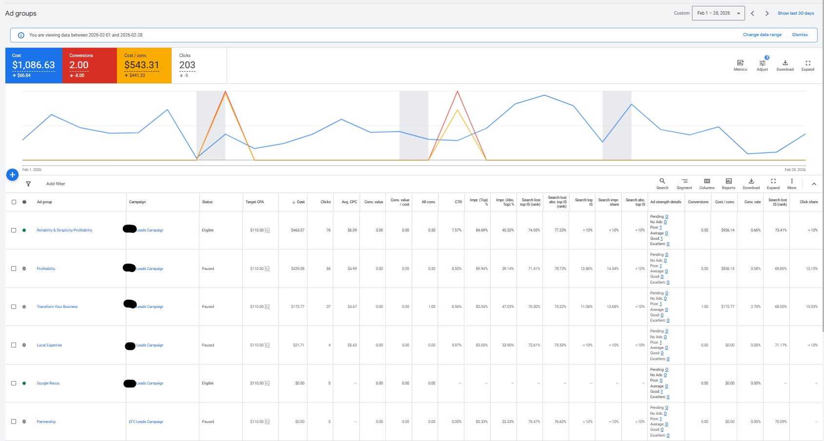 February Performance (CPL +229% vs. Goal)