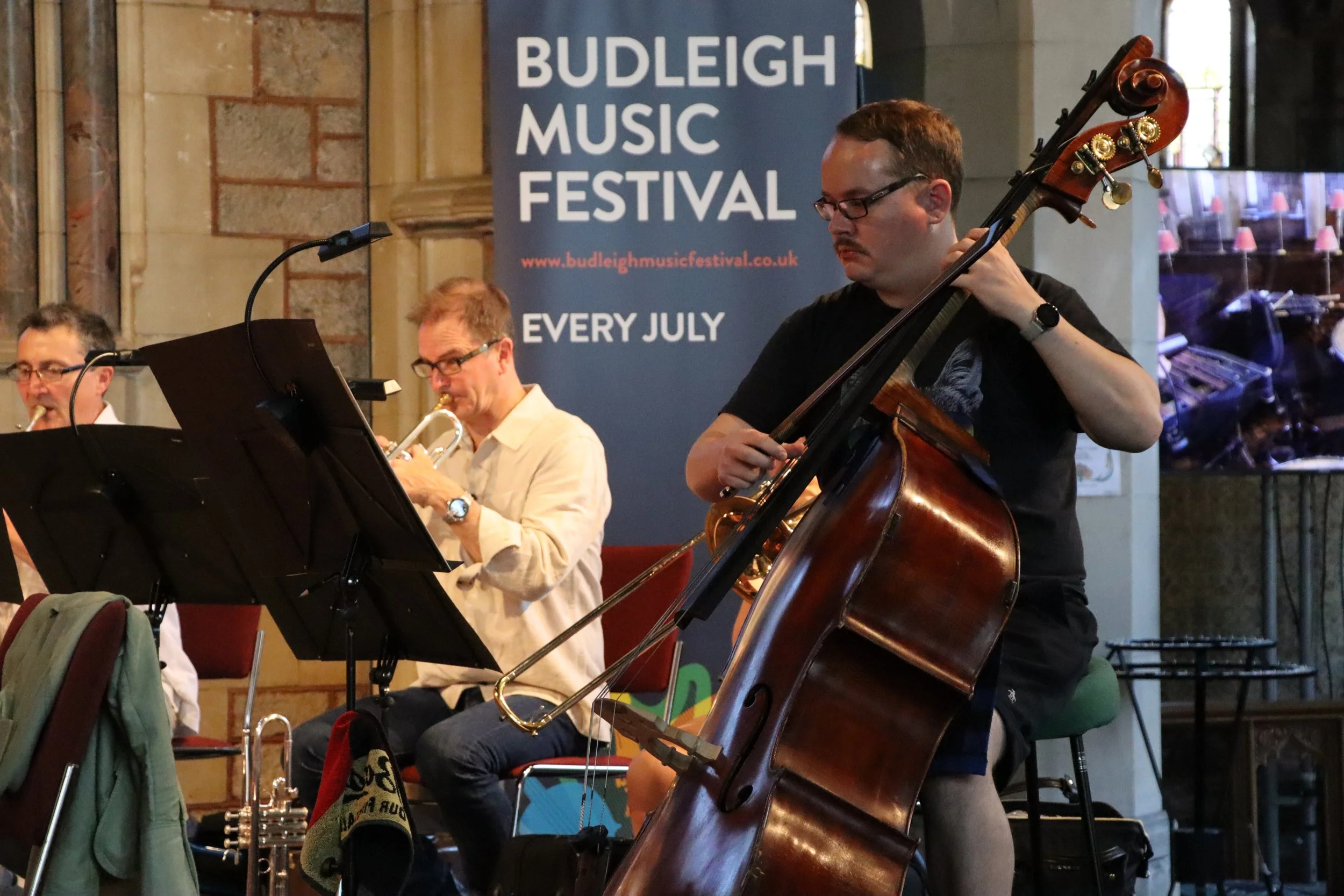 Bath Philharmonic Orchestra rehearsing for a concert as part of Budleigh Music Festival.