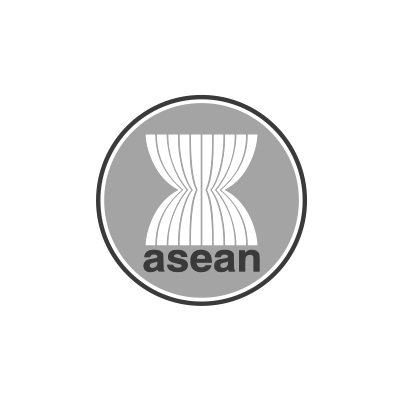 Logo mit einer stilisierten modernen Skulptur und dem Text 'asean' darunter.