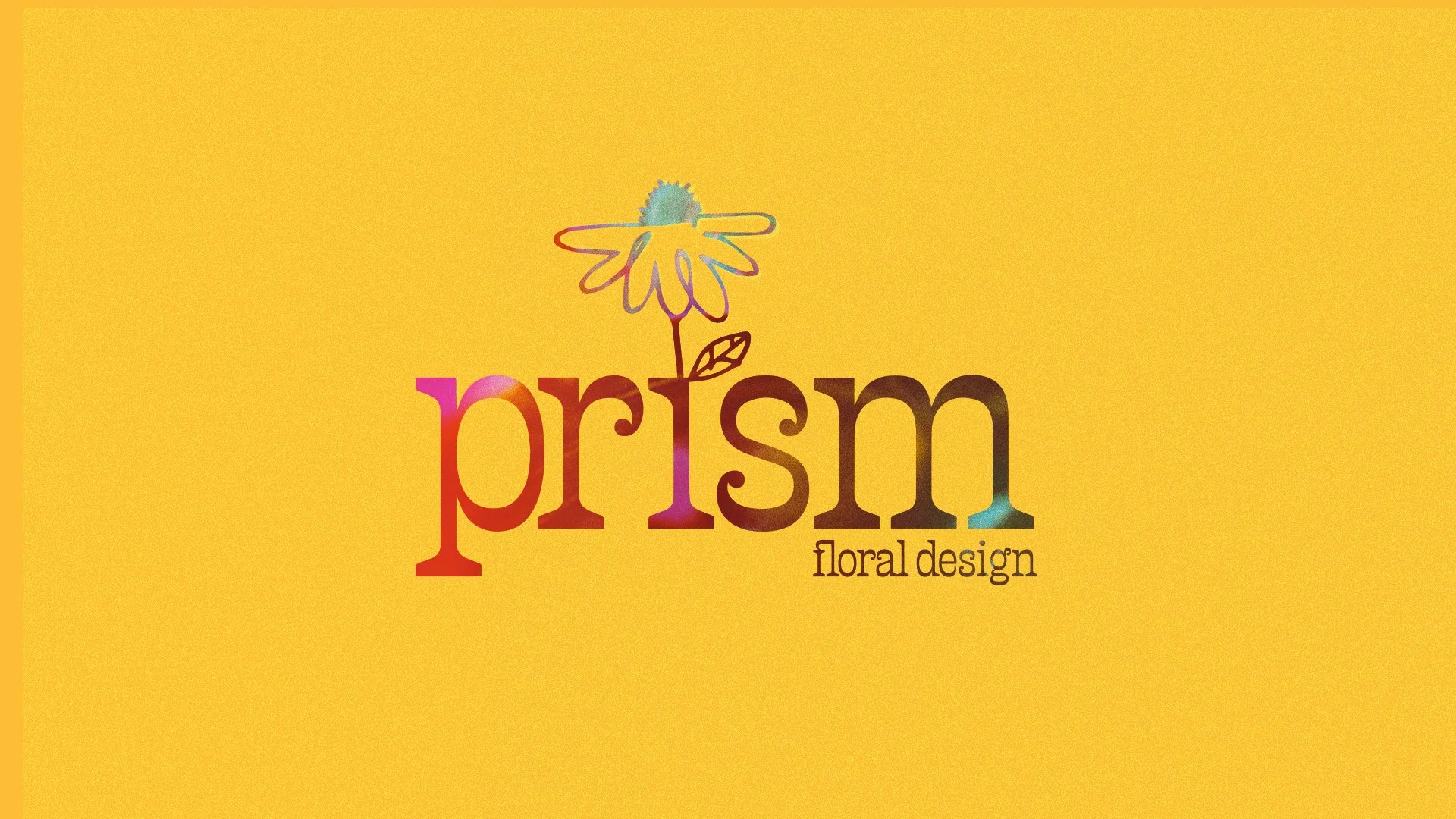 prism floral design logo on yellow background