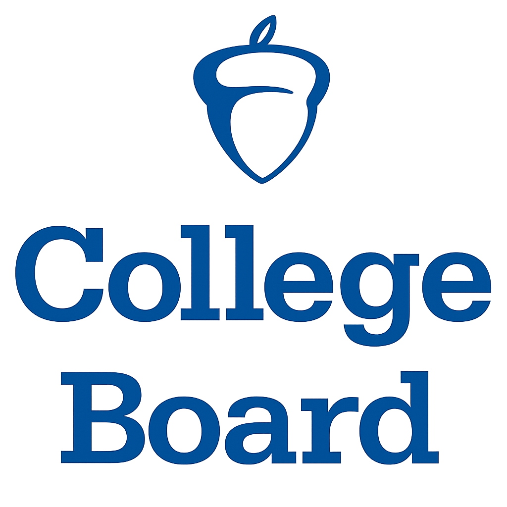 A logo with a blue icon of a heart with a pin on top, above the words "College Board" in blue text.