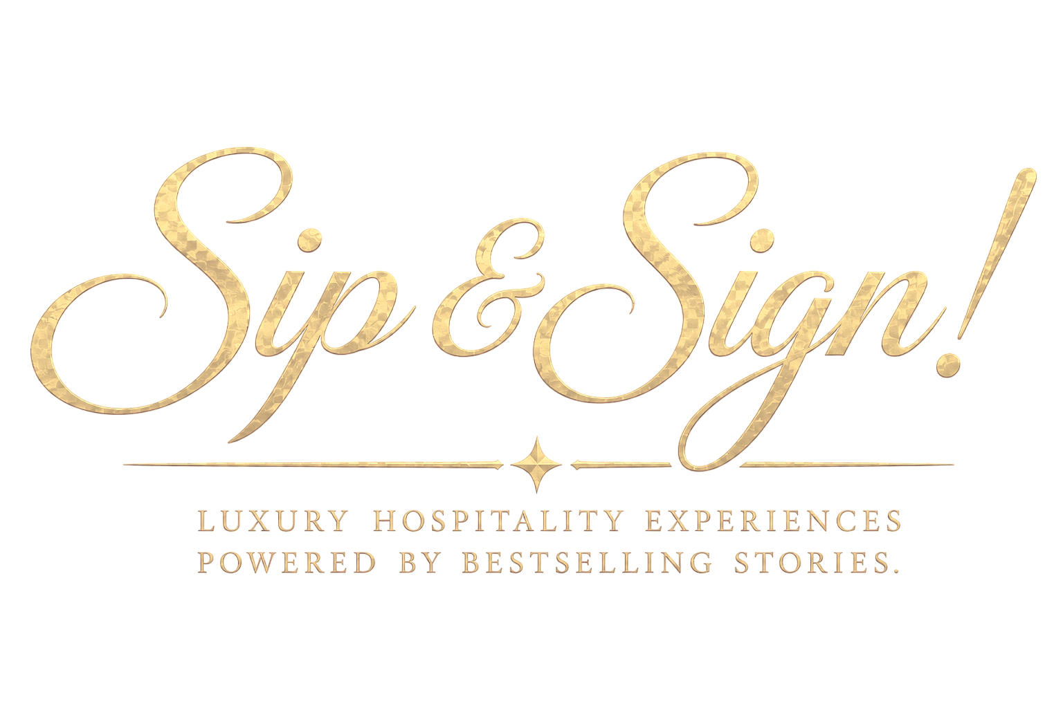 Sip & Sign logo by Tolerated Encounters for luxury hospitality storytelling experiences powered by bestselling stories.
