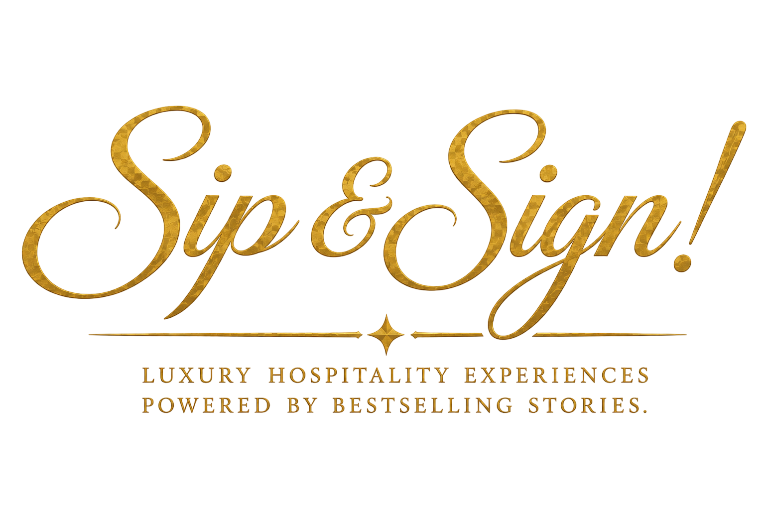 Sip & Sign logo by Tolerated Encounters for luxury hospitality storytelling experiences powered by bestselling stories.
