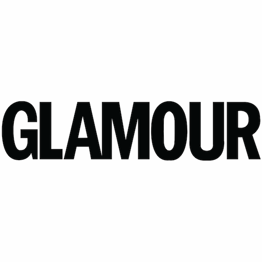 Glamour magazine logo in black text on a white background.