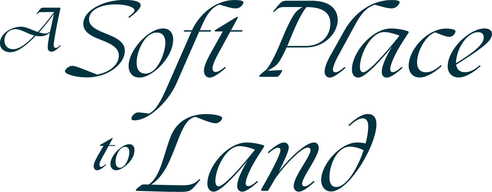 Stylized text saying 'A Soft Place to Land' in elegant cursive font.