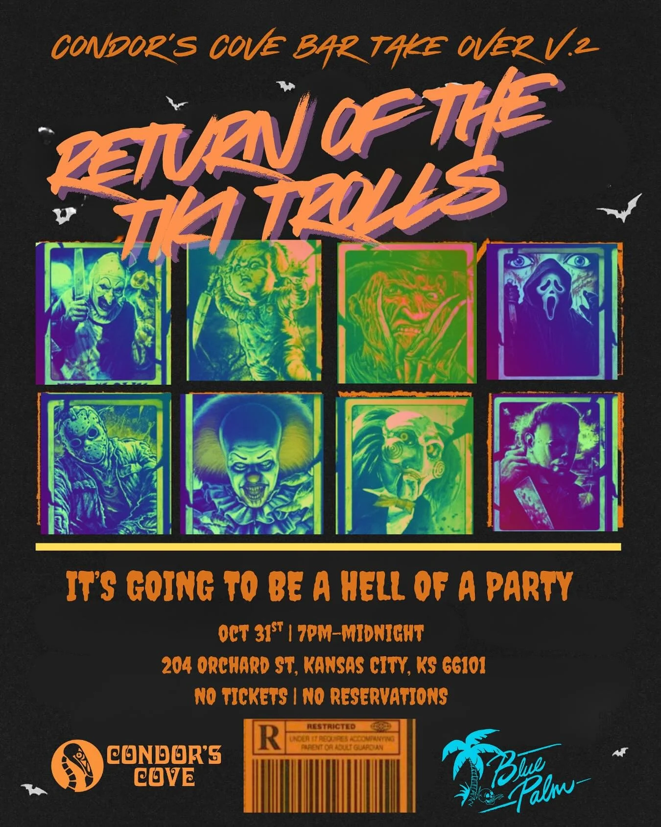 Hello, creatures of the night 🧌 
It&rsquo;s time to announce this month&rsquo;s fun pop-up 
Halloween Takeover: Volume 2!
We teamed up with Blue Palm last year, and we&rsquo;re bringing it back for another unforgettable night.
This year&rsquo;s them