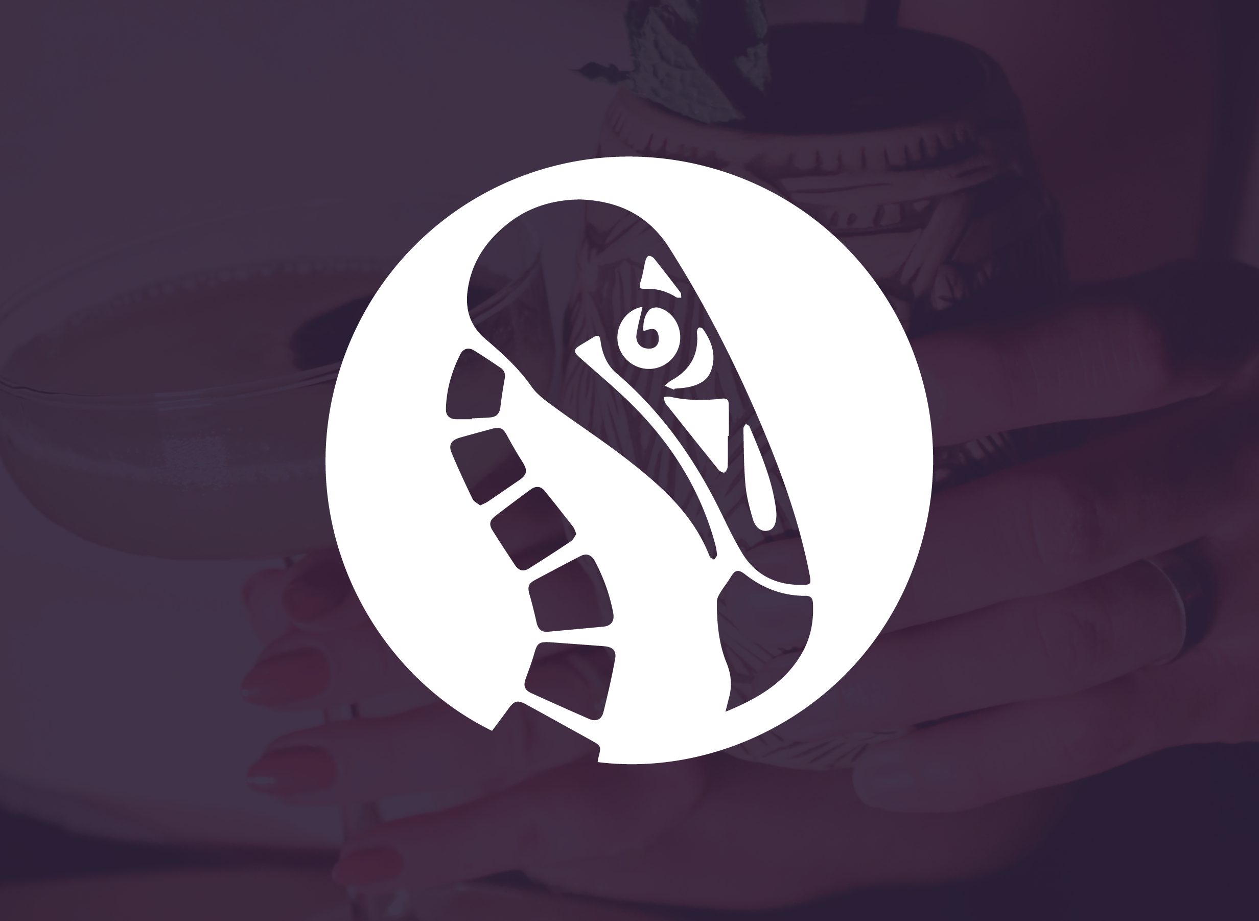A darkened image of a can with a label, overlaid with a large white icon of a shoe sole with a spiral pattern near the heel.