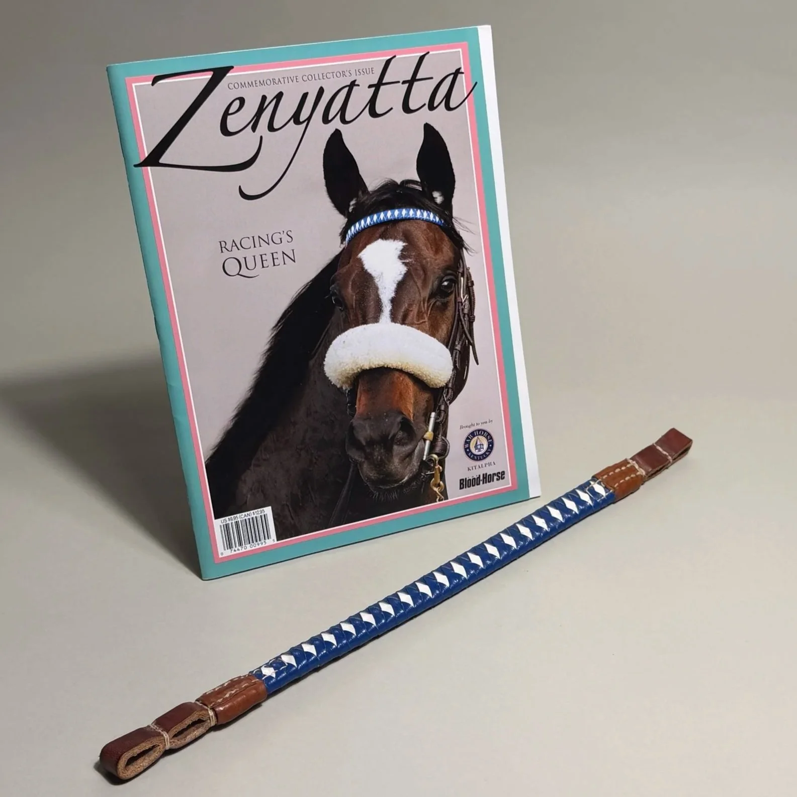Zenyatta’s race-worn browband, featured on Blood Horse commemorative magazine cover