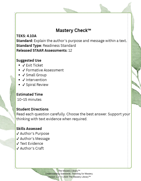 MasteryCheck™Bundle Grade 4 Reading 4.10A .pdf