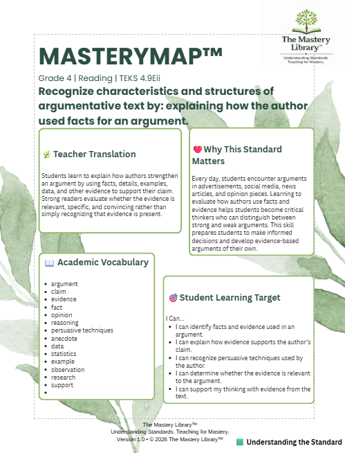 MasteryMap™ | Grade 4 Reading | 4.9Eii