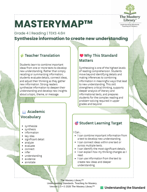 MasteryMap™ | Grade 4 Reading | 4.6H