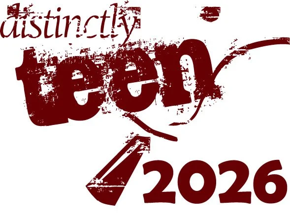 A graphic design featuring the words 'disruptly' and 'teen 2026' with a grungy, distressed style in dark red and maroon colors.