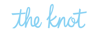 The phrase "the knot" written in light blue cursive font.