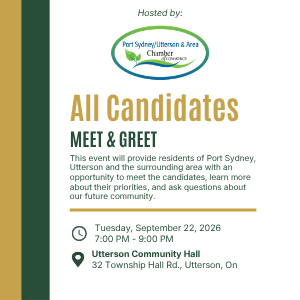 All Candidates Meet & Greet - Hosting by Port Sydney & Utterson Chamber of Commerce