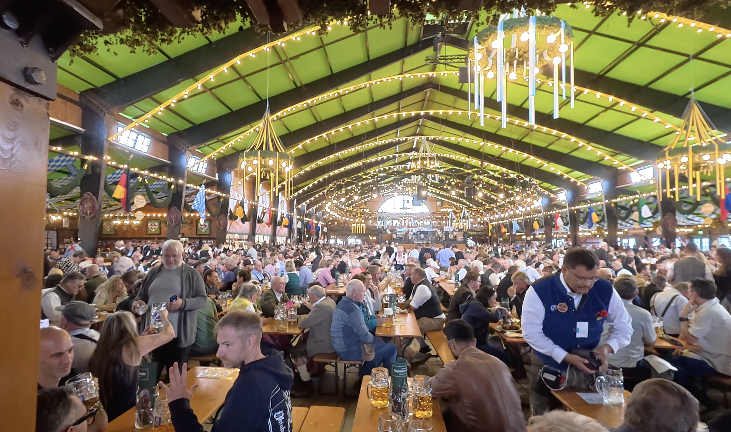 Oktoberfest beed tent inside