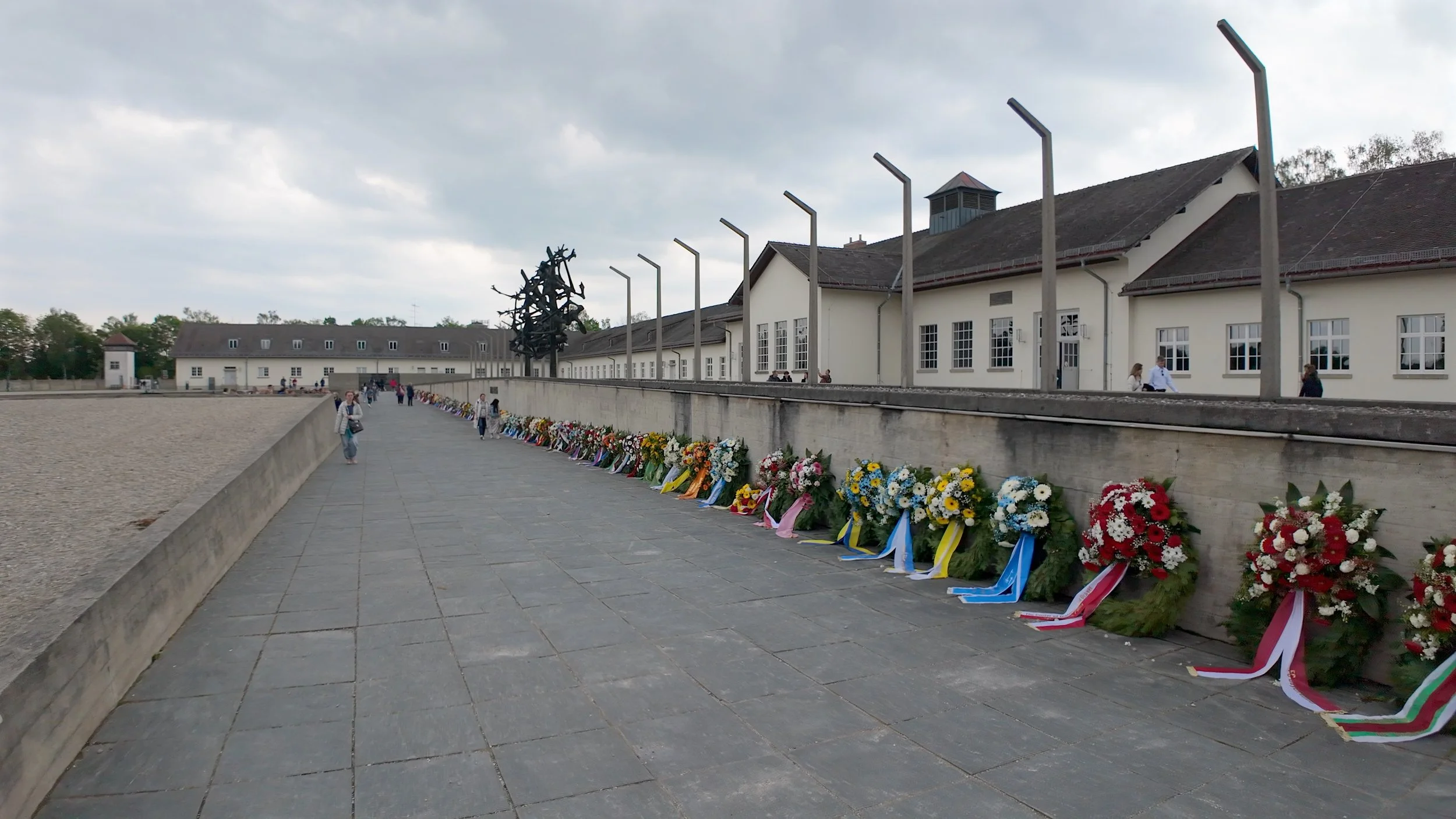 wreaths at Dachau Concentration Camp