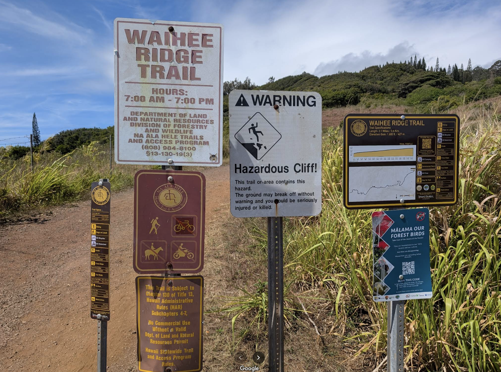 Maui signage (Waihee ridge trail)