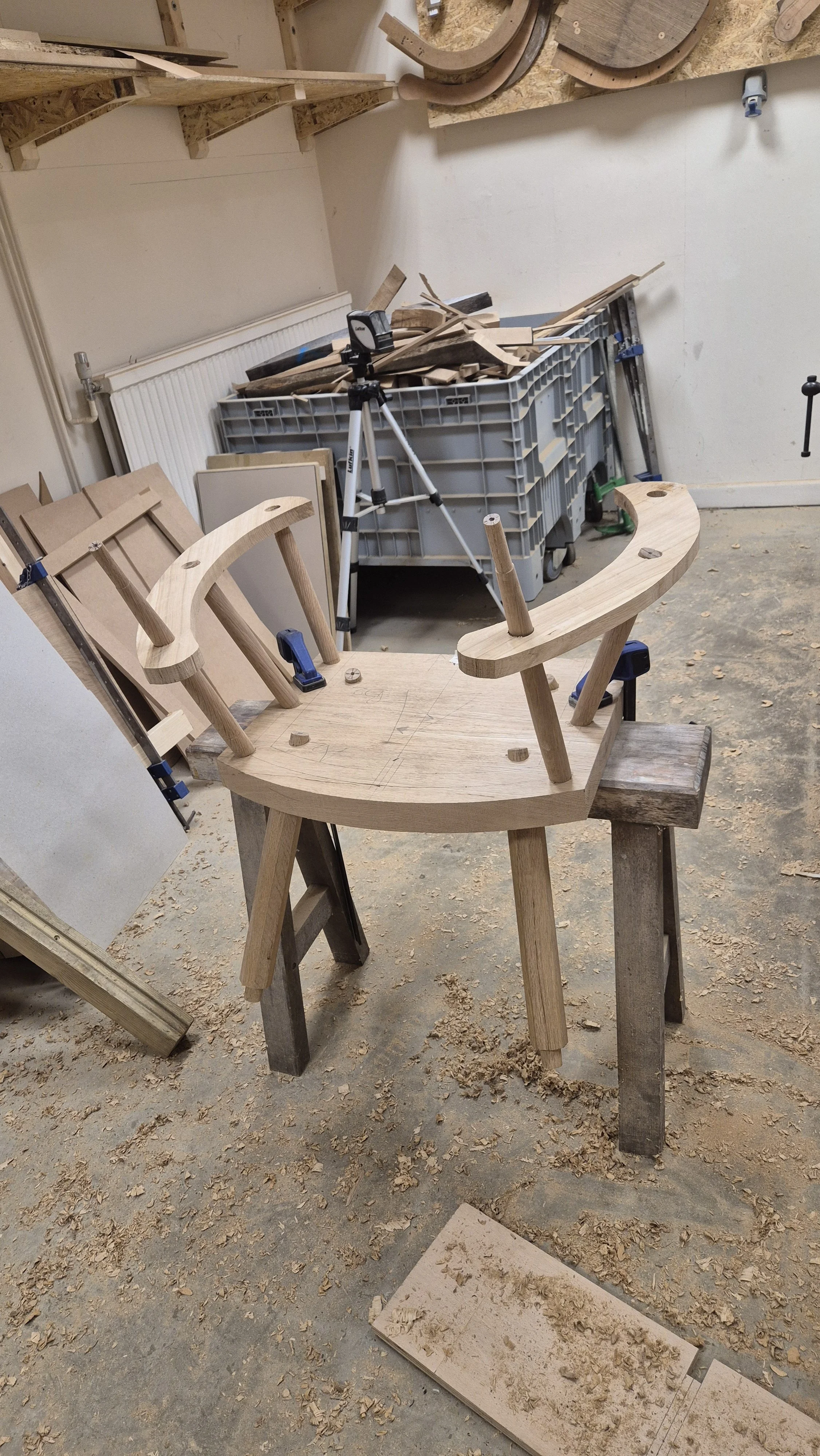 Working on a oak rocking chair commission