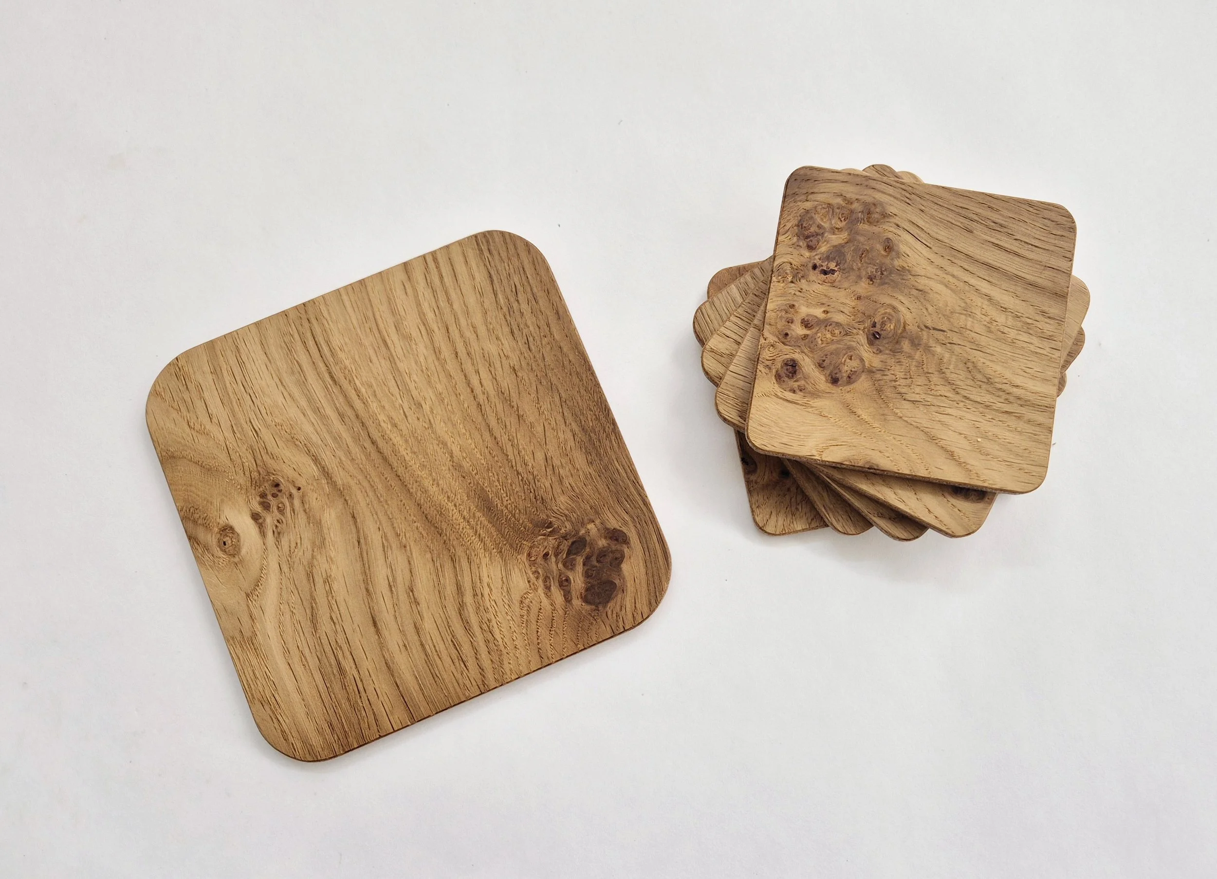 Cat's Paw Oak Coaster Set