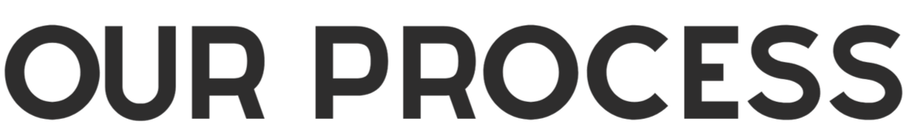 Close-up of black text on a white background reading 'OUR PROCESS'