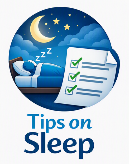 Person sleeping in bed with a night sky illustration above.