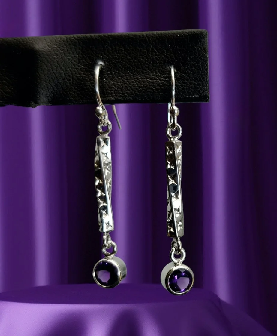 Amethyst Drop Earrings in Sterling Silver