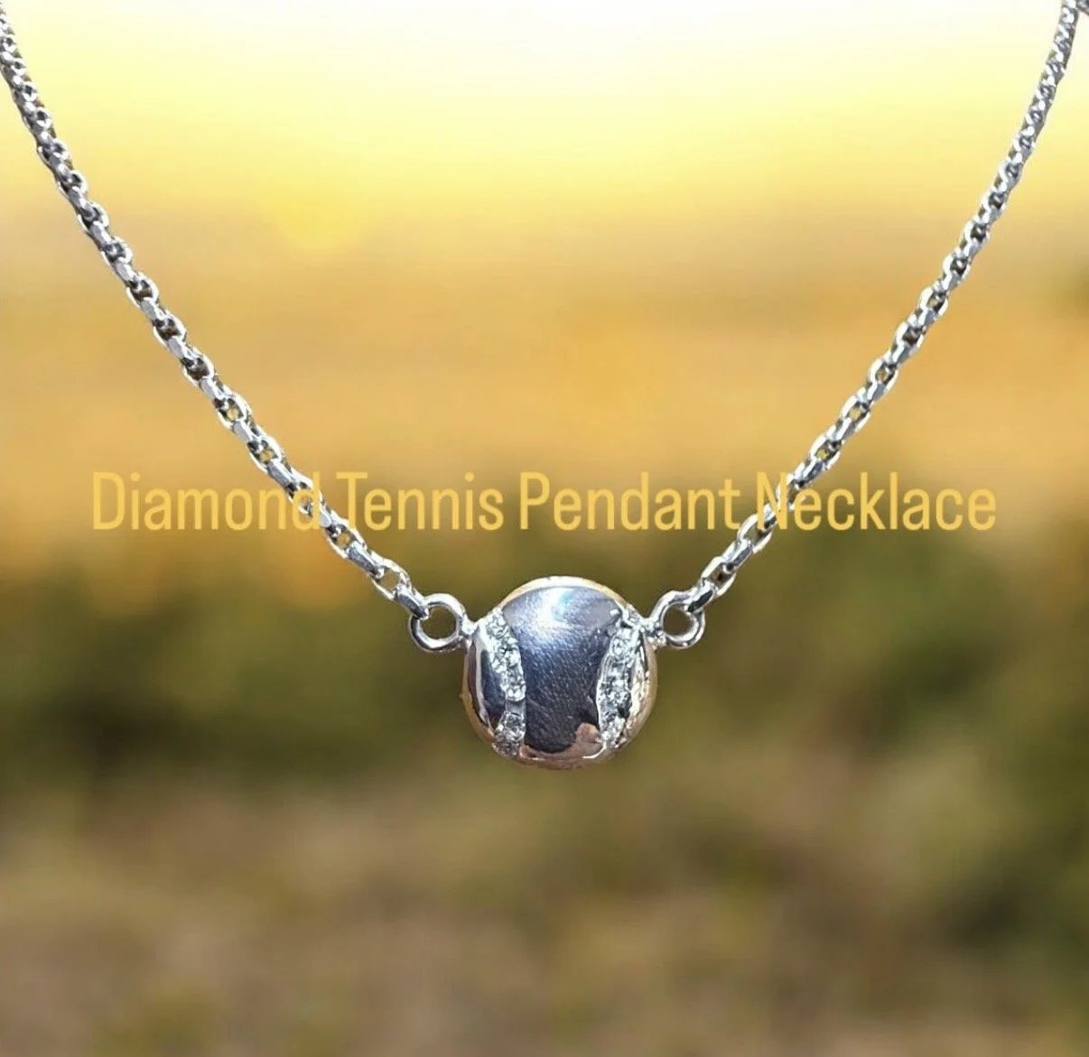 Silver Lab Diamond Tennis Pendant Necklace