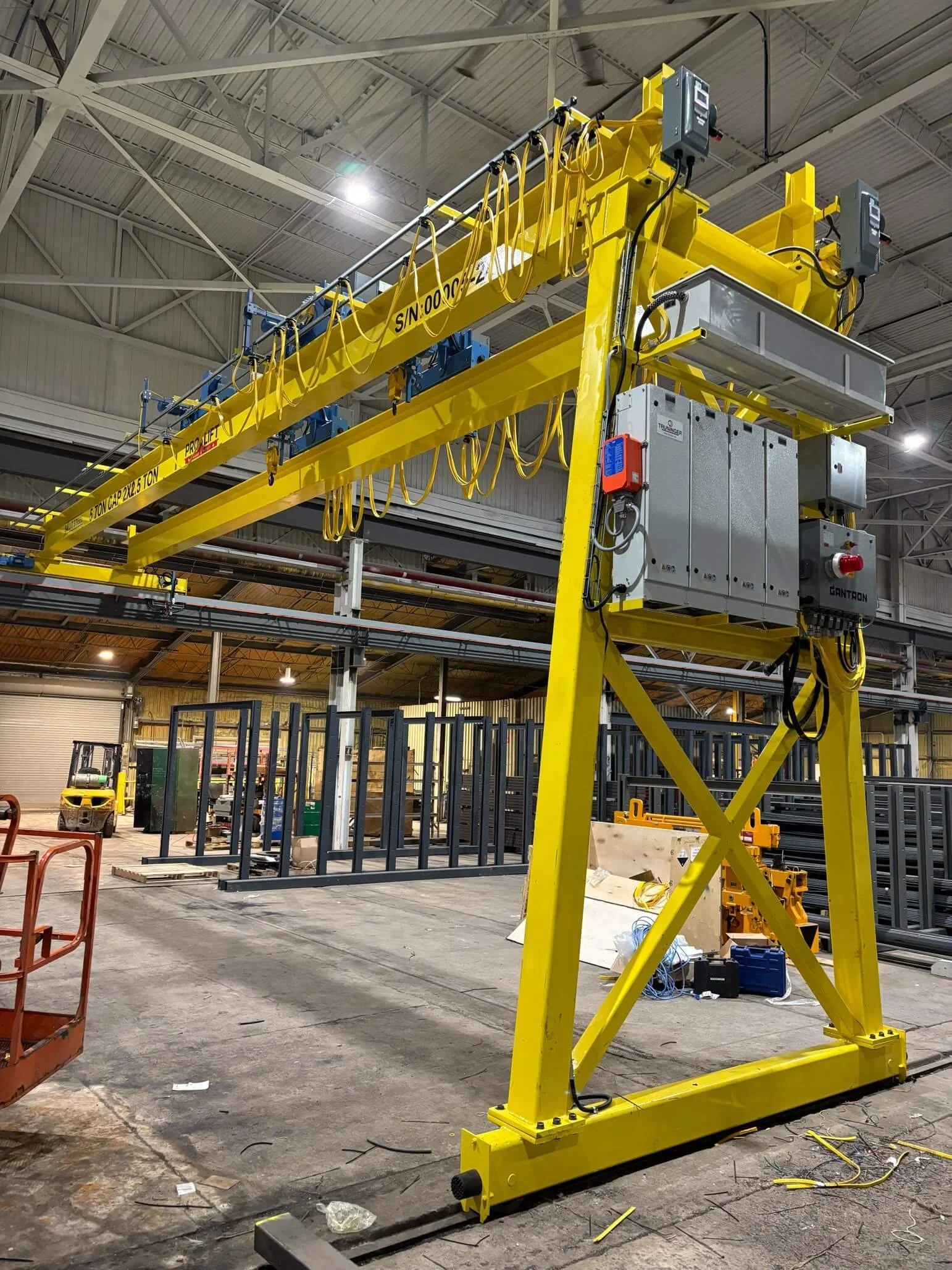 Gantry crane in industrial setting