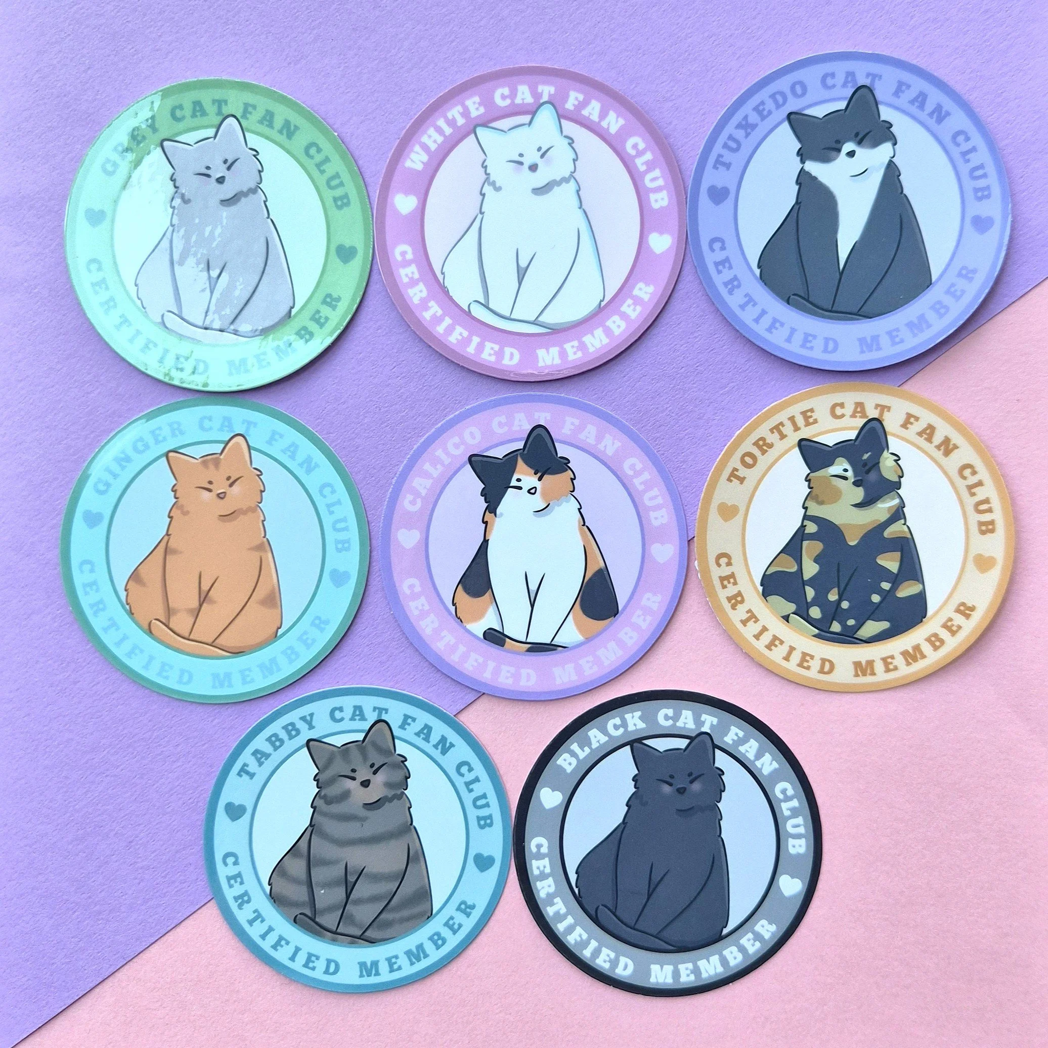 'Cat Fan Club - Certified Member' Gloss Stickers